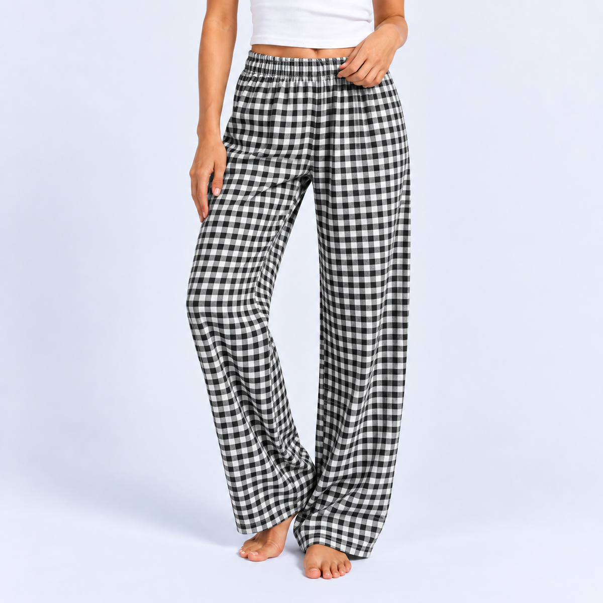 Pantalon de pyjama femme ample à carreaux