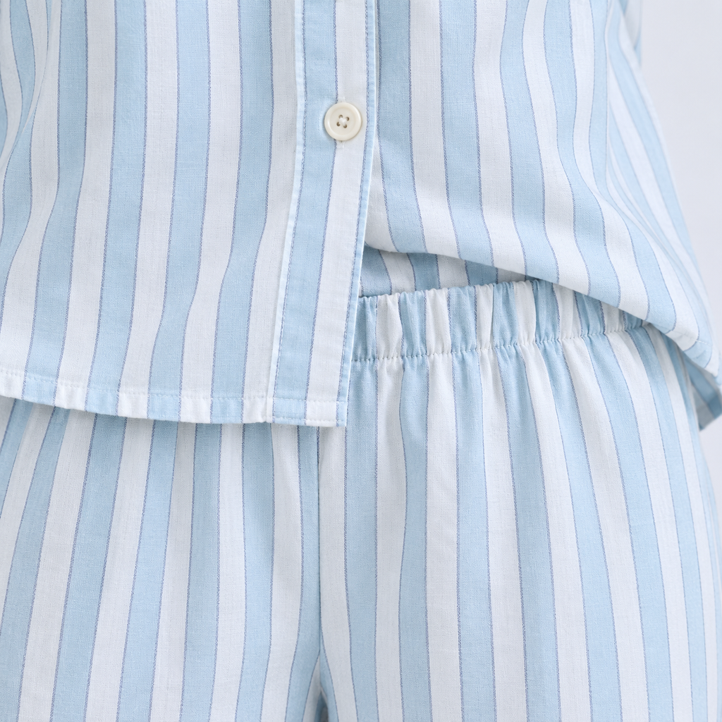 Pyjama long femme rayé en coton