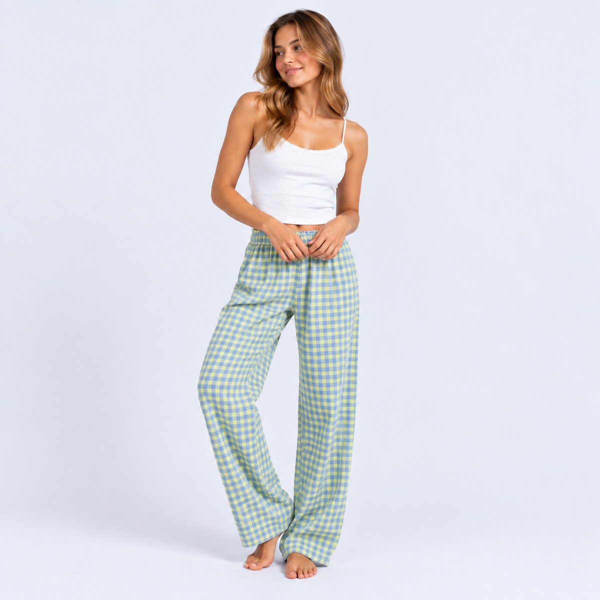 Pantalon de pyjama femme ample à carreaux