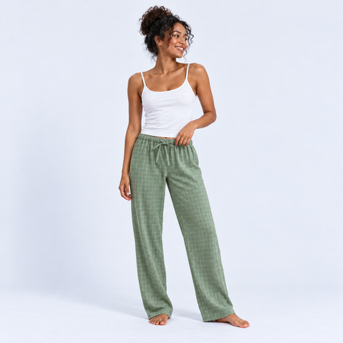 Pantalon de pyjama femme en coton à carreaux