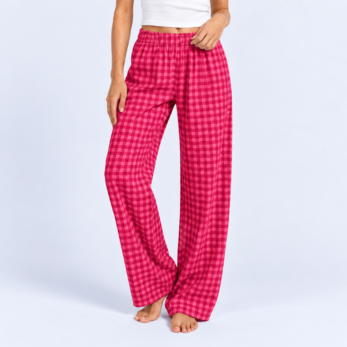 Pantalon de pyjama femme ample à carreaux