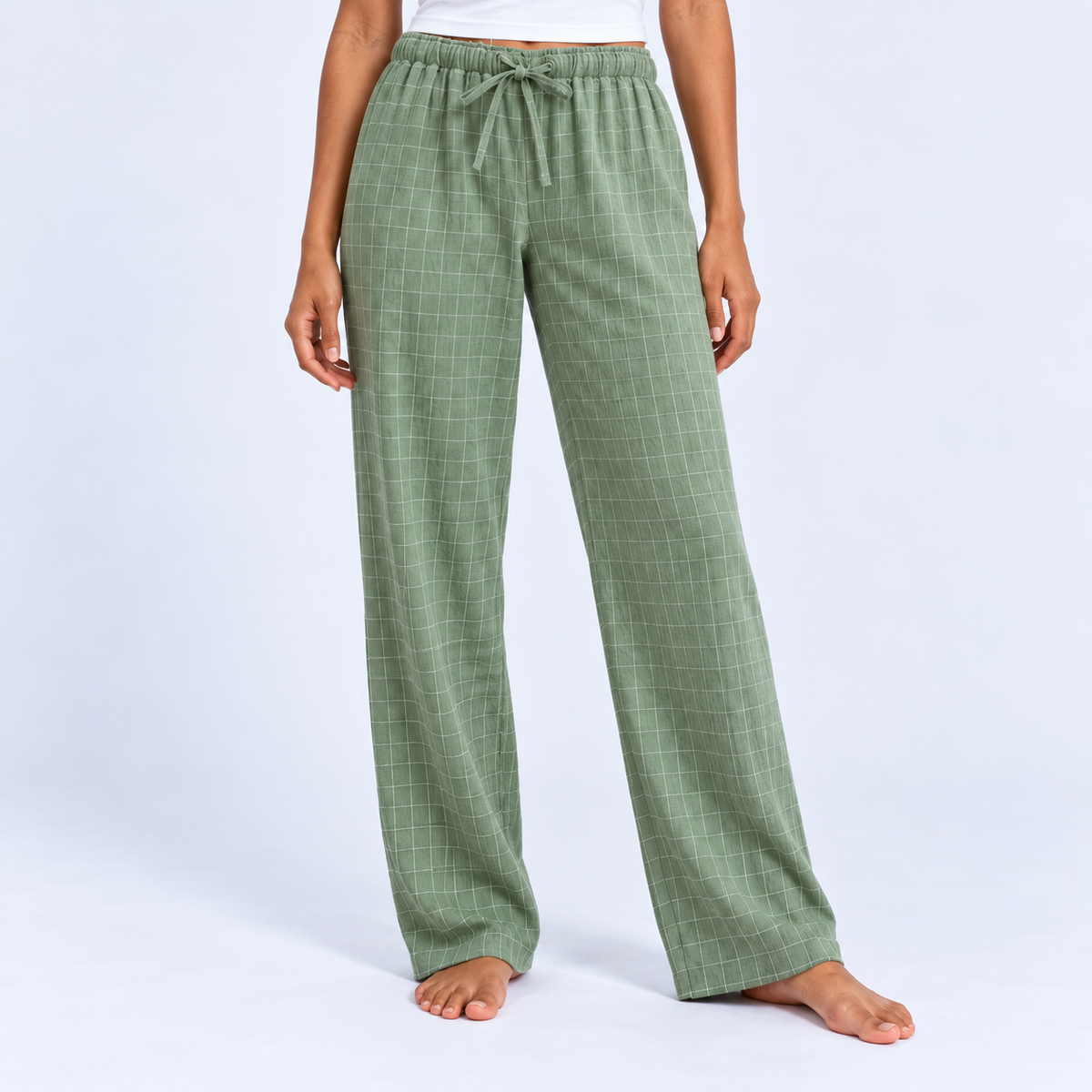 Pantalon de pyjama femme en coton à carreaux