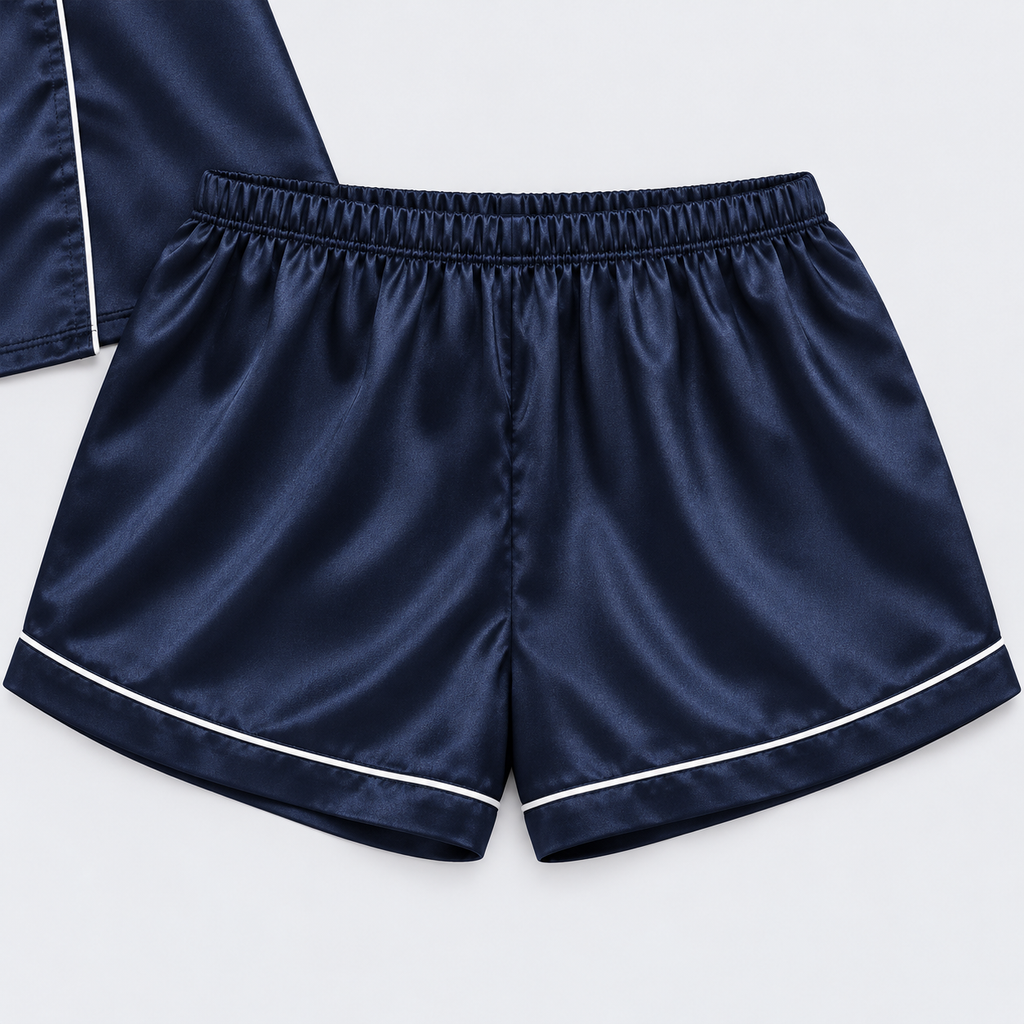 Pyjama short femme satiné avec chemise