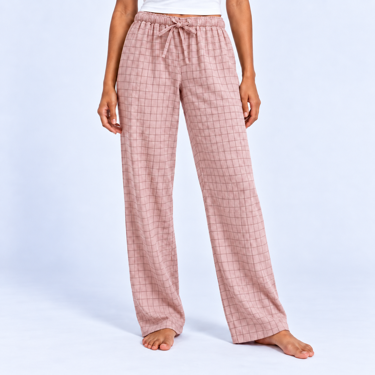 Pantalon de pyjama femme en coton à carreaux