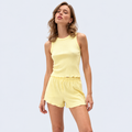 Pyjama short femme côtelé avec débardeur