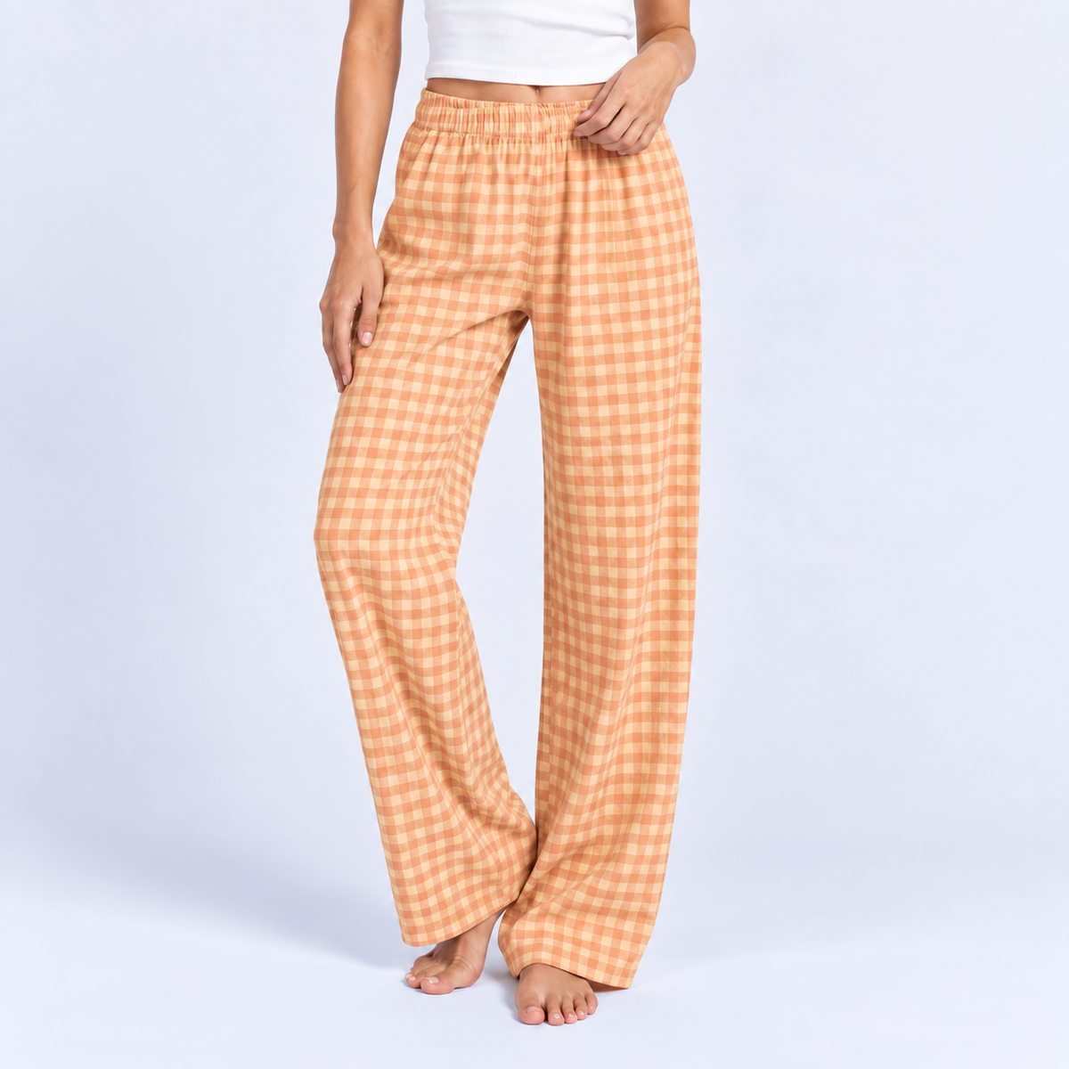 Pantalon de pyjama femme ample à carreaux