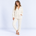 Pyjama long femme en flanelle avec veste zippée