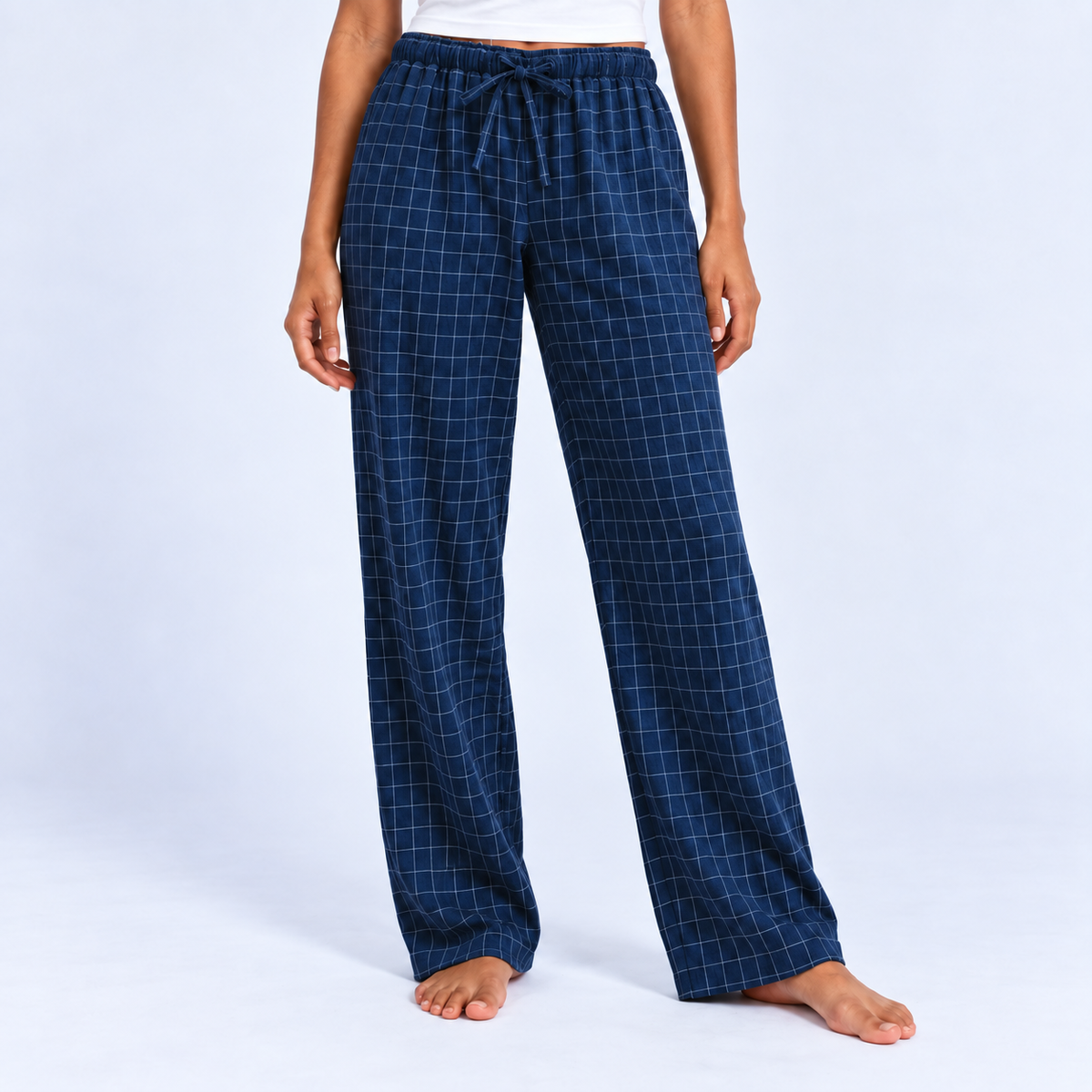 Pantalon de pyjama femme en coton à carreaux
