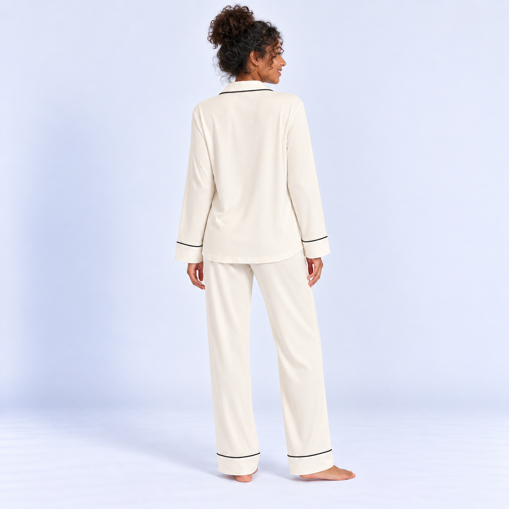 Pyjama long femme avec chemise et pantalon