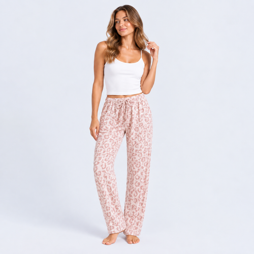 Pantalon de pyjama femme en coton léopard
