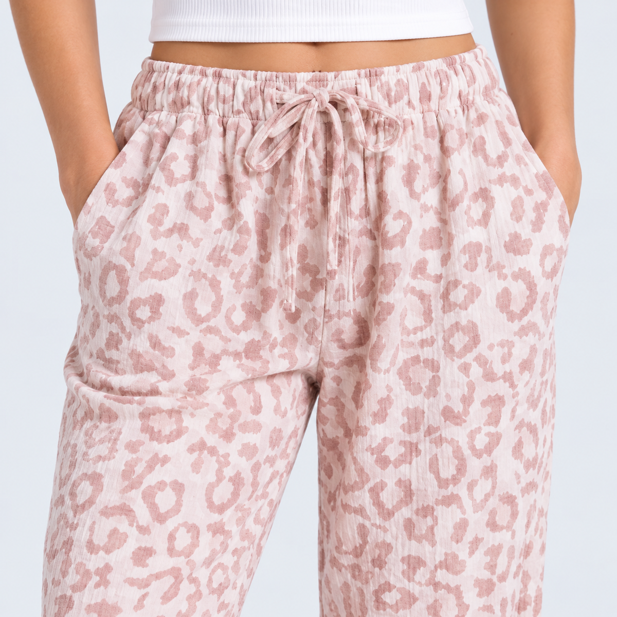 Pantalon de pyjama femme en coton léopard