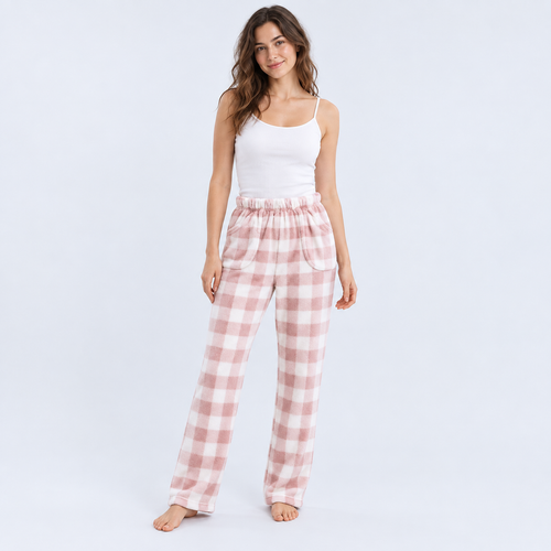 Pantalon de pyjama femme à carreaux en polaire