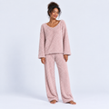 Pyjama long femme en flanelle épaisse à col V