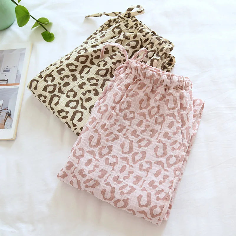 Pantalon de pyjama femme en coton motif léopard