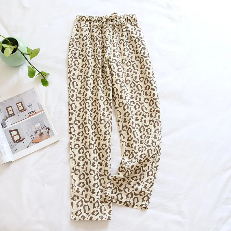 Pantalon de pyjama femme en coton motif léopard