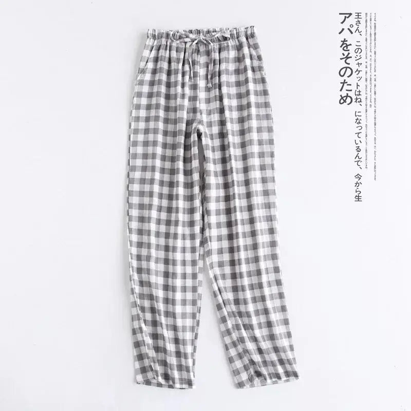 Pantalon de pyjama femme en gaze de coton à cordon