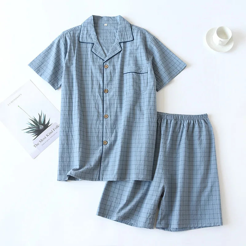Ensemble pyjama femme en coton à petits carreaux