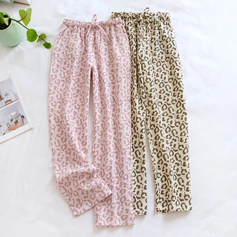 Pantalon de pyjama femme en coton motif léopard