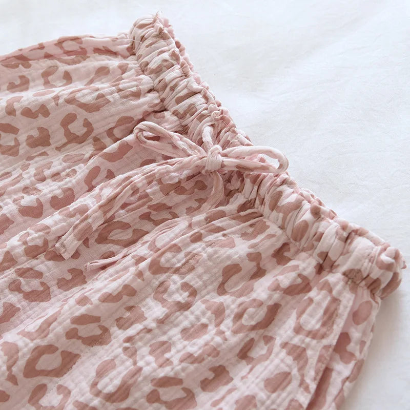 Pantalon de pyjama femme en coton motif léopard