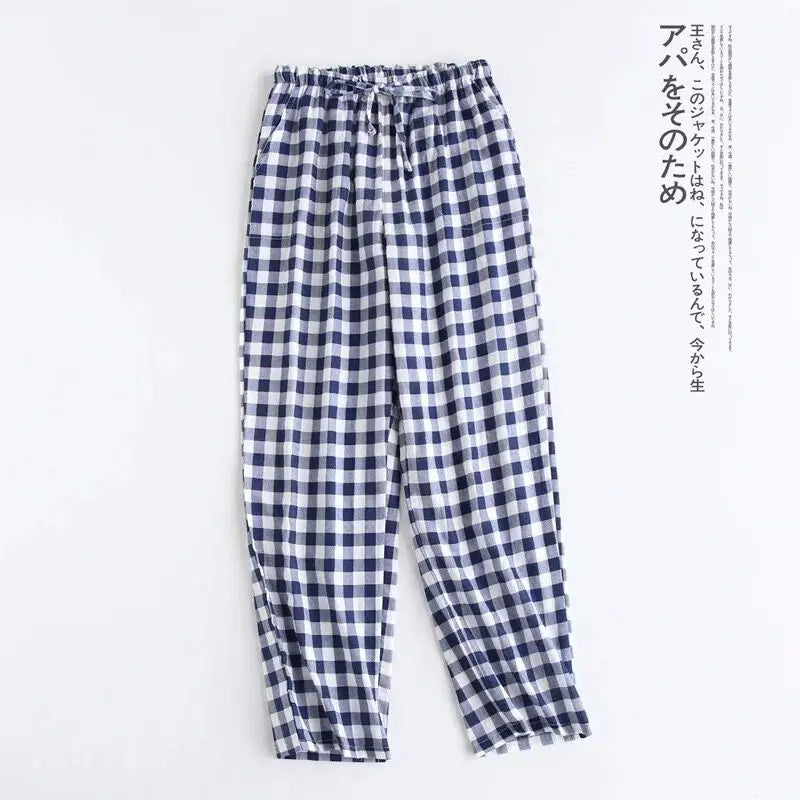 Pantalon de pyjama femme en gaze de coton à cordon