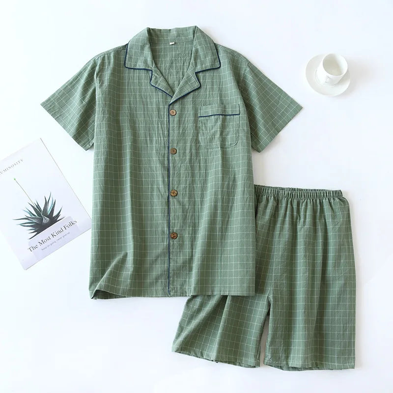 Ensemble pyjama femme en coton à petits carreaux