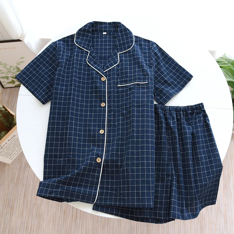 Ensemble pyjama femme en coton à petits carreaux
