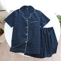 Ensemble pyjama femme en coton à petits carreaux