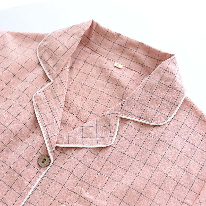 Ensemble pyjama femme en coton à petits carreaux
