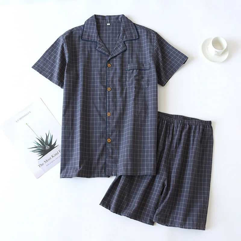 Ensemble pyjama femme en coton à petits carreaux