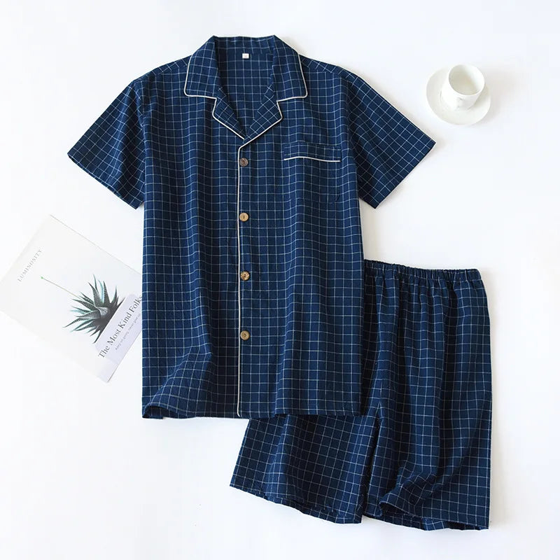 Ensemble pyjama femme en coton à petits carreaux