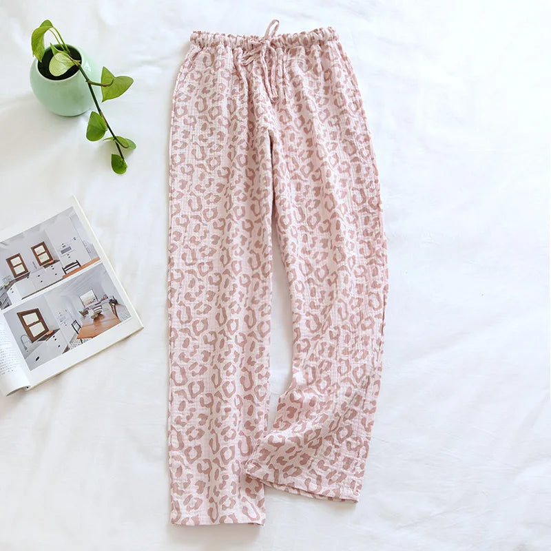Pantalon de pyjama femme en coton motif léopard