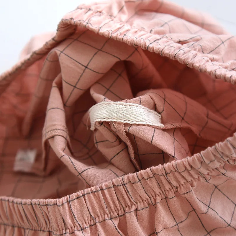 Ensemble pyjama femme en coton à petits carreaux
