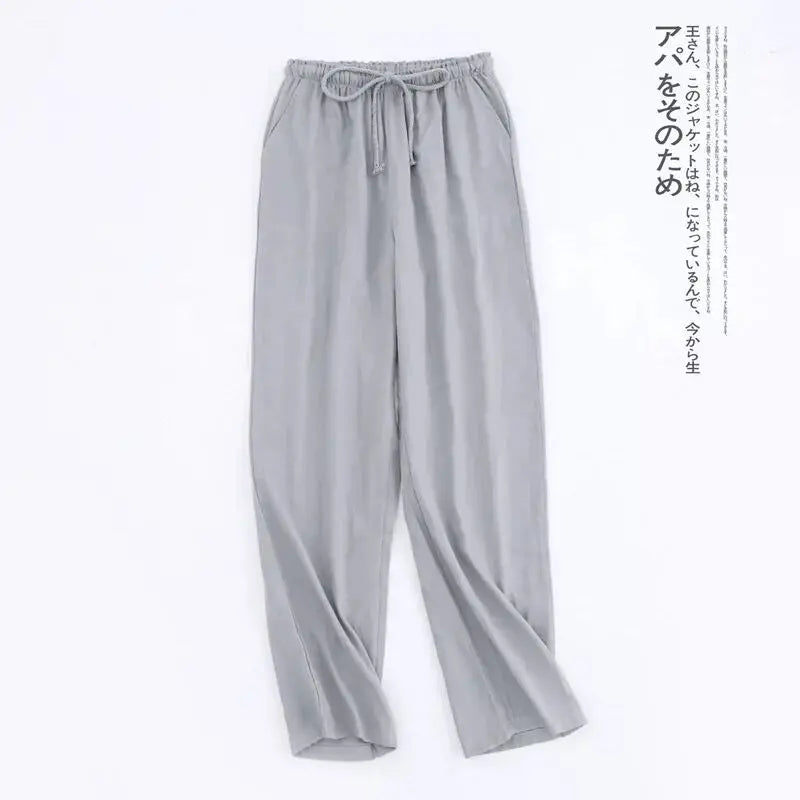 Pantalon de pyjama femme en gaze de coton à cordon