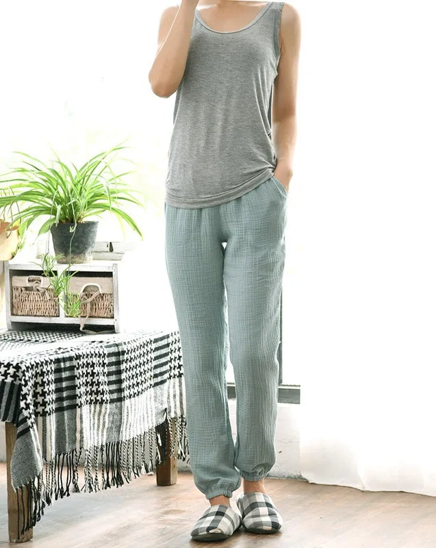 Pantalon de pyjama femme en gaze de coton