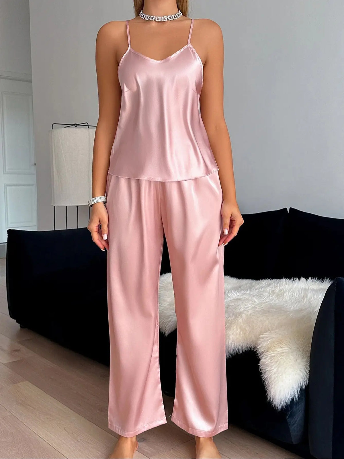 Ensemble pyjama femme brillant avec haut et pantalon