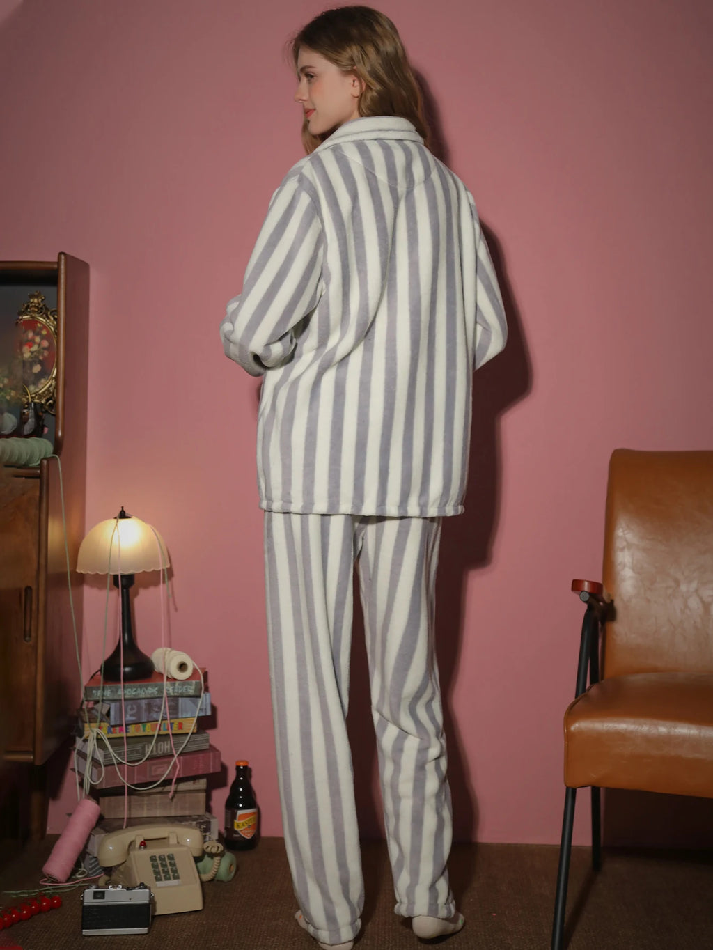 Ensemble pyjama femme rayé en flanelle