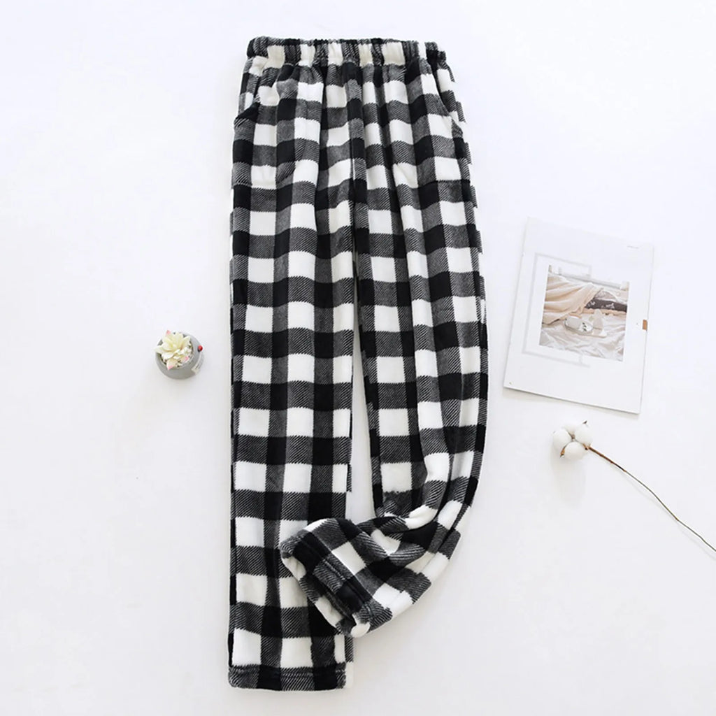Pantalon de pyjama femme à carreaux en polaire