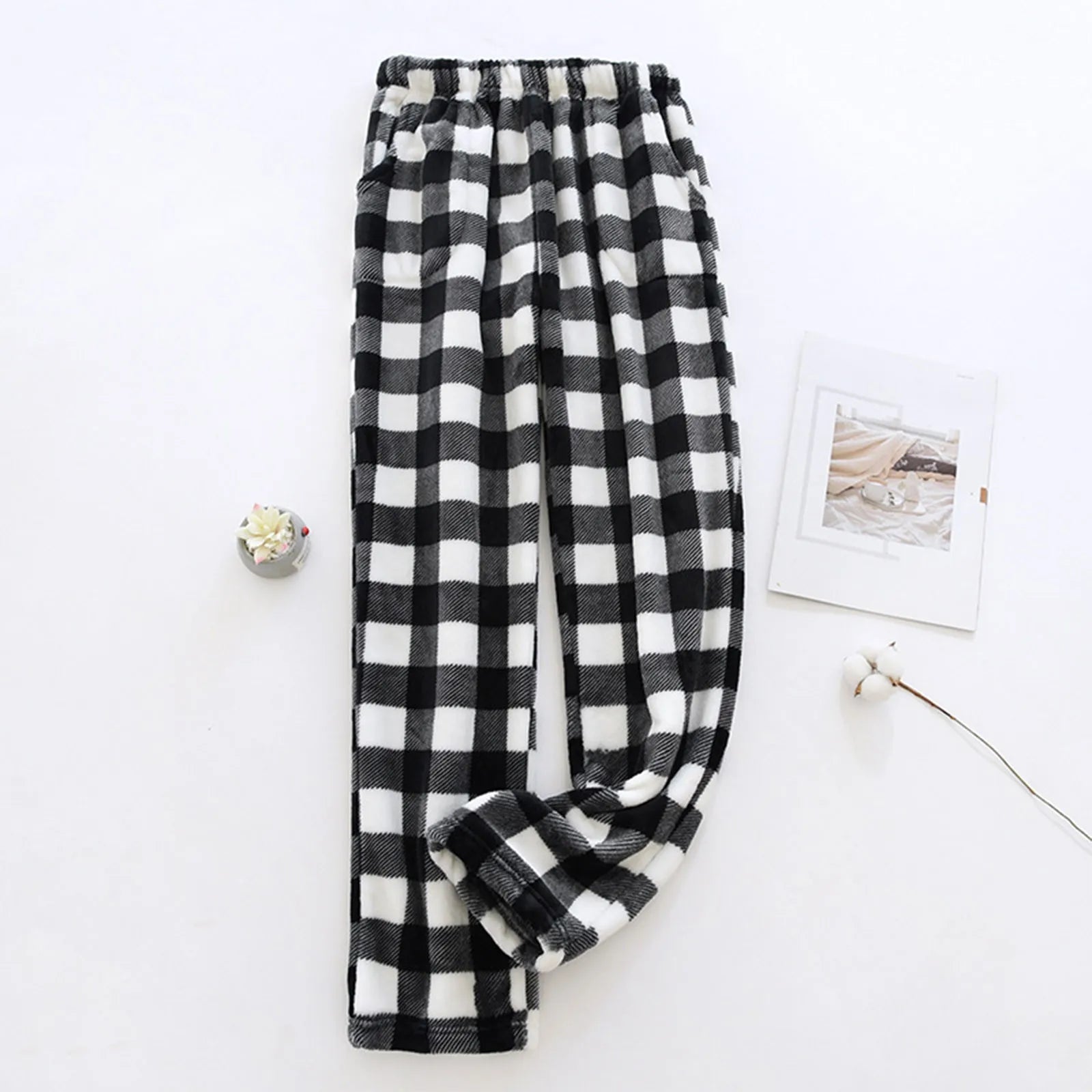 Pantalon de pyjama femme à carreaux en polaire