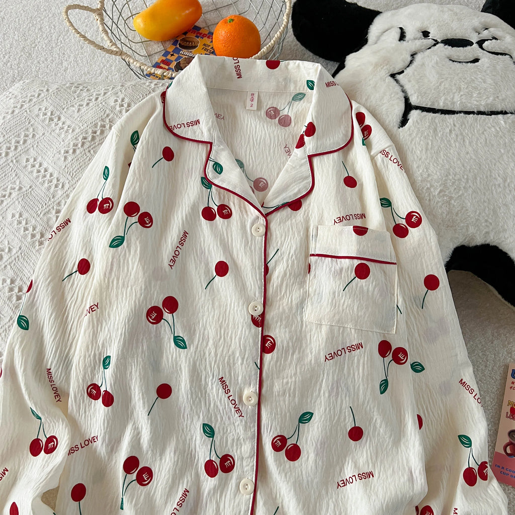 Ensemble pyjama femme à imprimé cerises