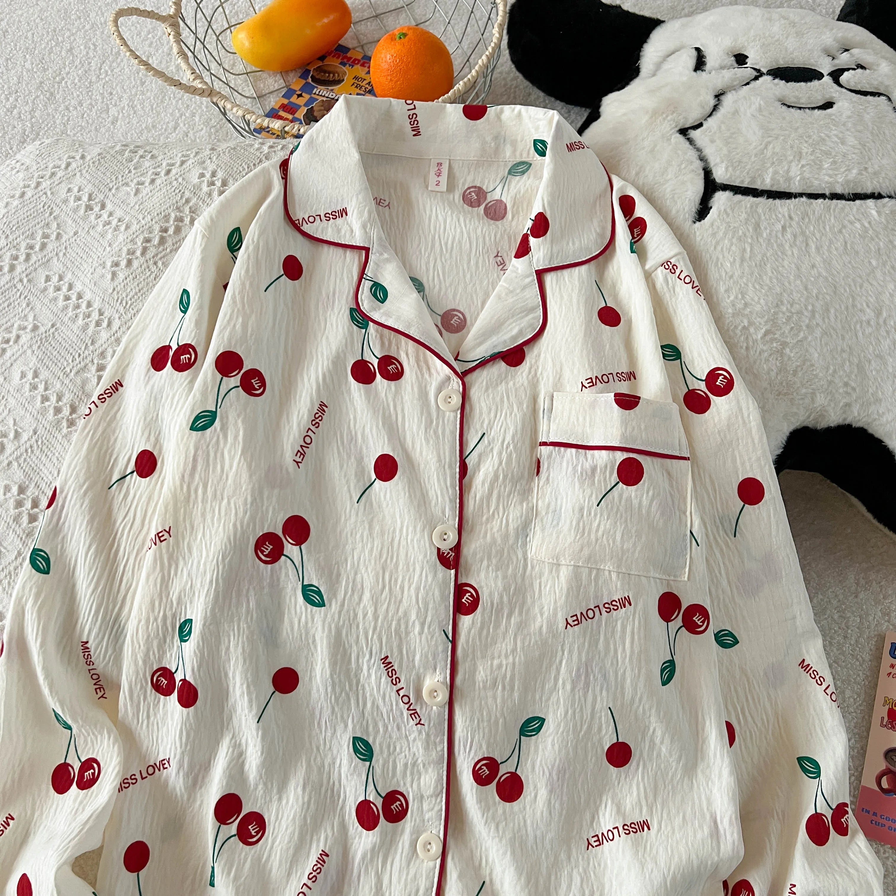 Ensemble pyjama femme à imprimé cerises