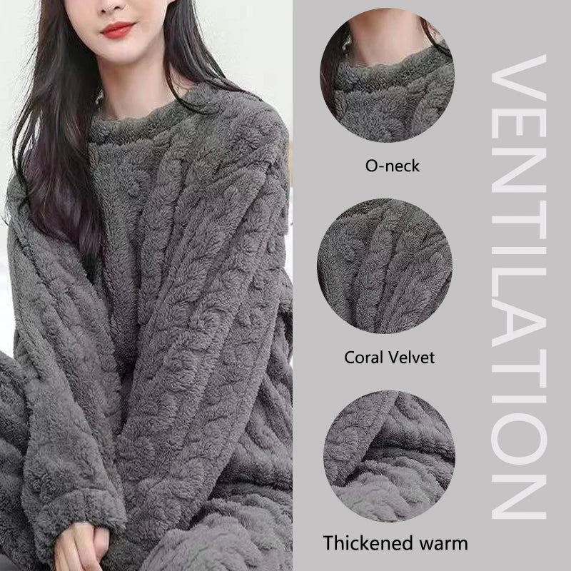 Ensemble pyjama femme épais en flanelle