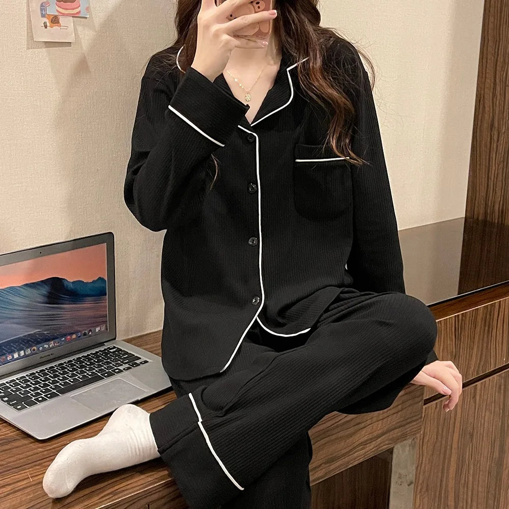 Ensemble pyjama femme long avec chemise et pantalon