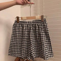 Short de pyjama femme à carreaux en coton