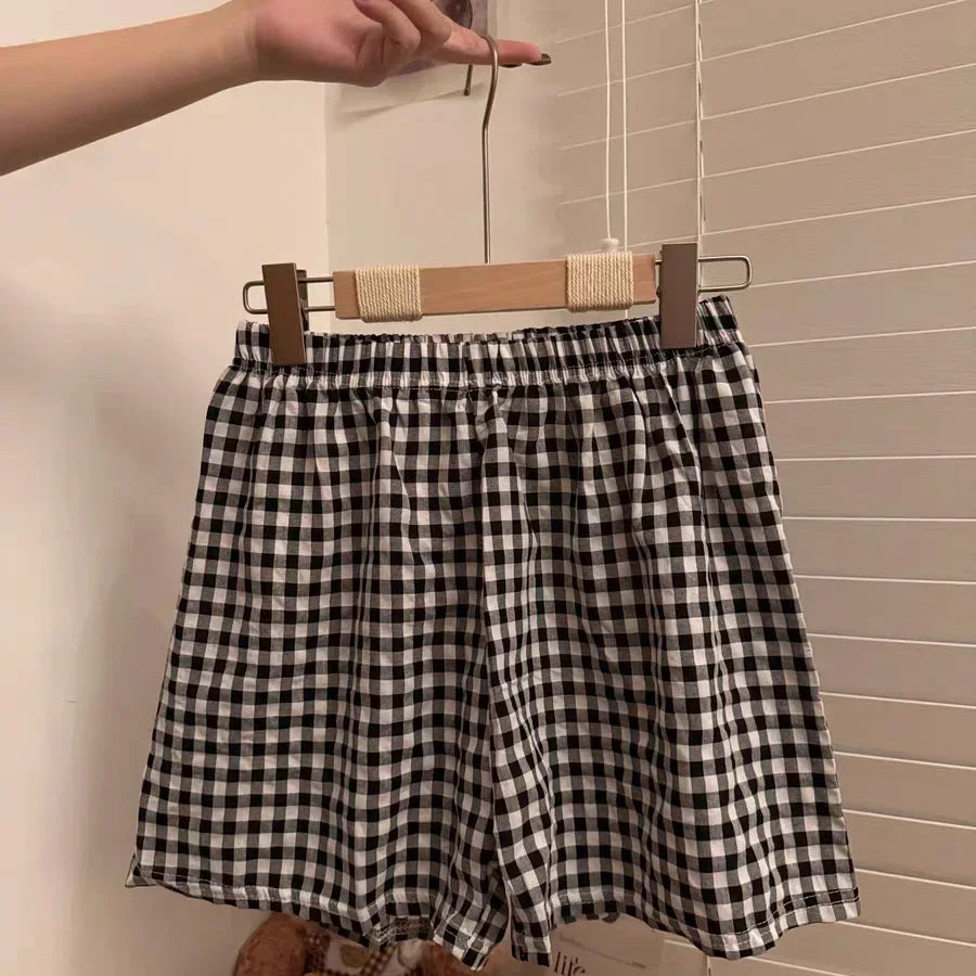 Short de pyjama femme à carreaux en coton