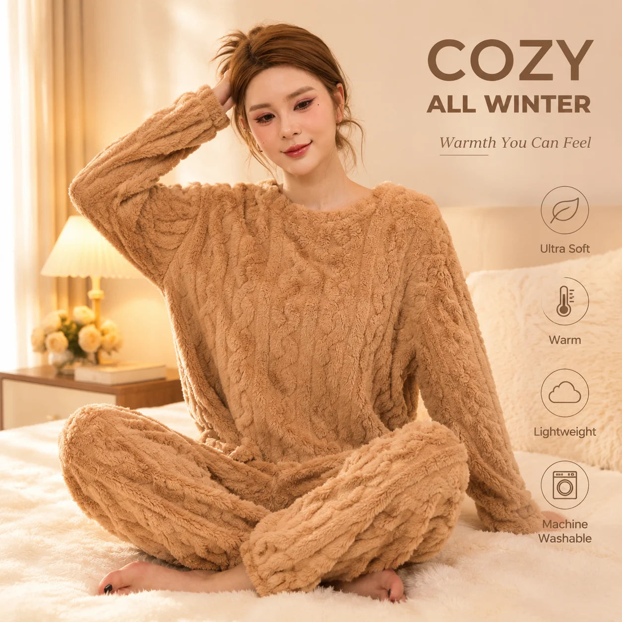 Pyjama hiver femme épais et duveteux