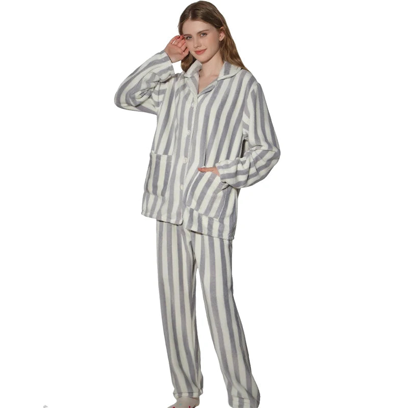 Ensemble pyjama femme rayé en flanelle