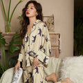 Pyjama femme satiné à imprimé félins