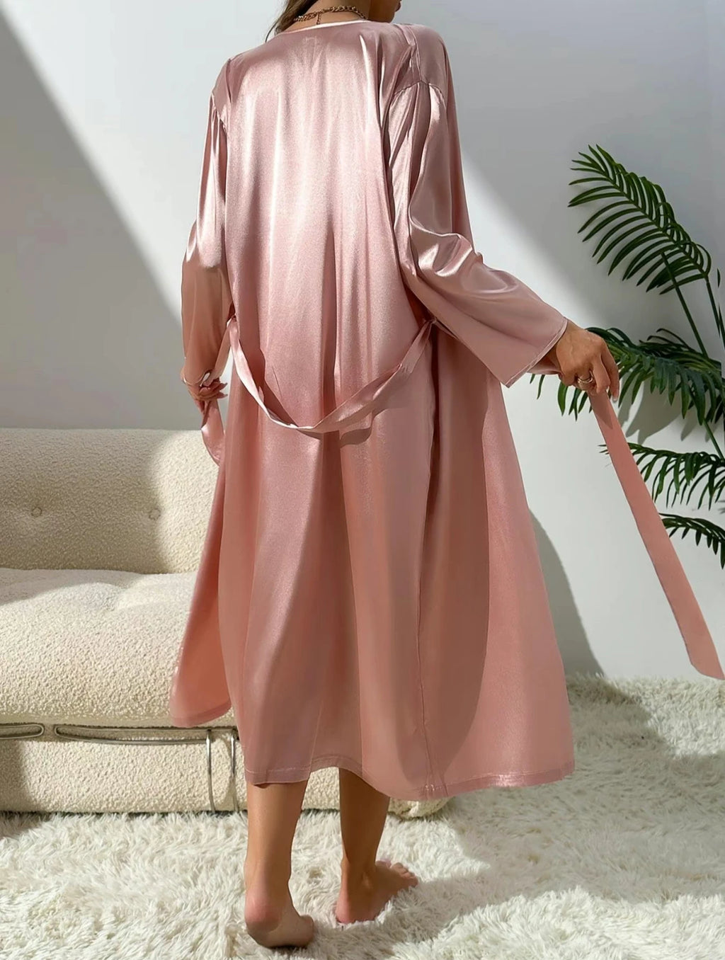 Ensemble nuisette et peignoir femme satinés