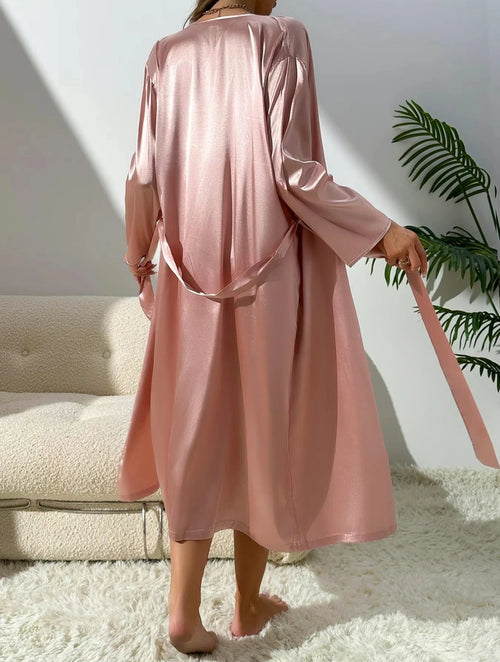 Ensemble nuisette et peignoir femme satinés