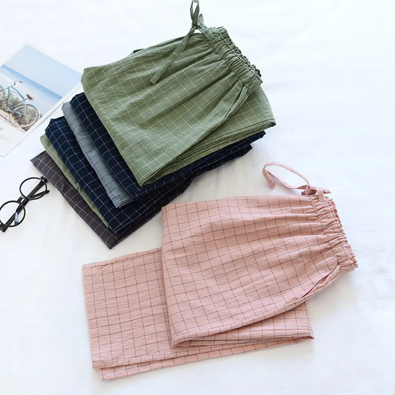 Pantalon de pyjama femme en coton à carreaux